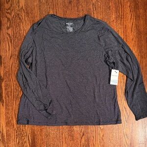 Nine West Metallic Charcoal Long Sleeve Top